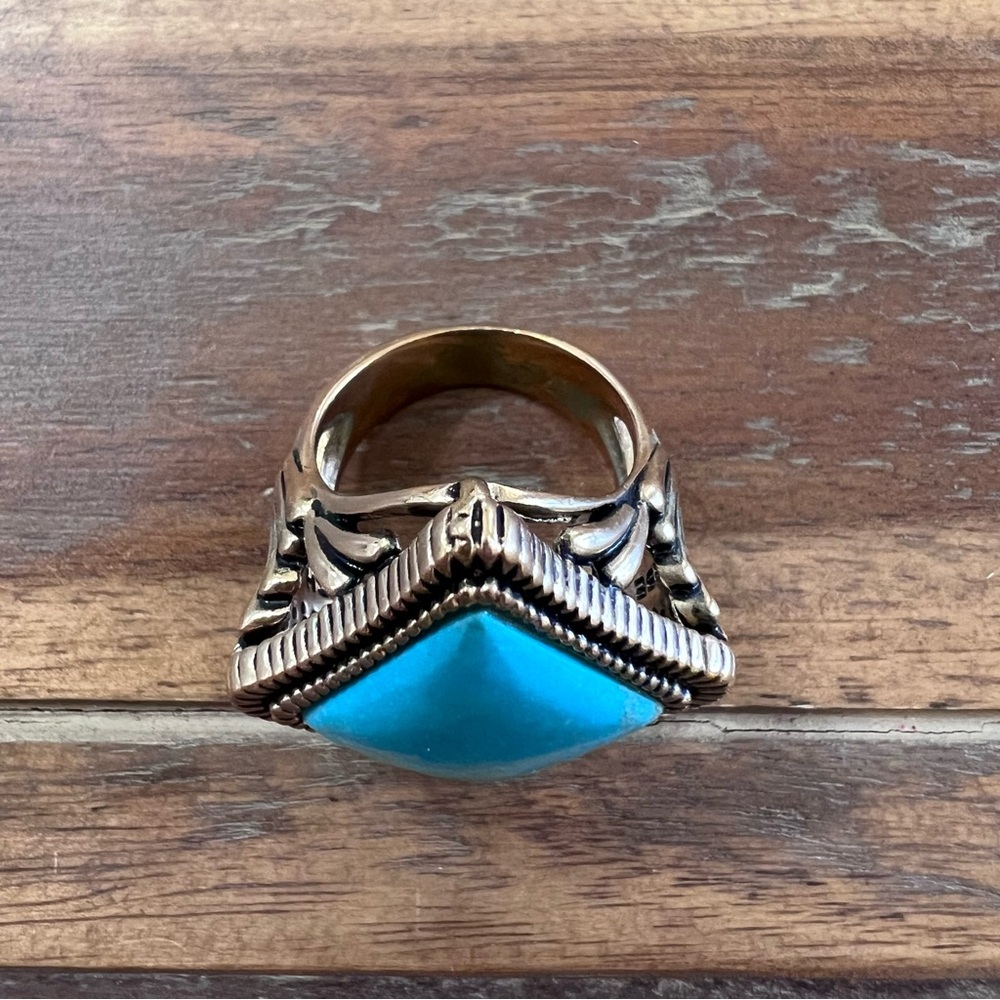 Studio Barse Turquoise and Brass Color Ring